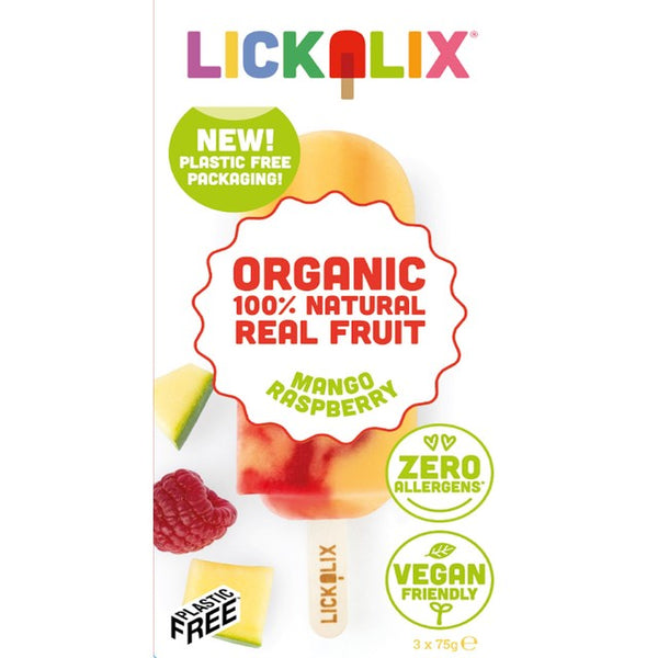 Lickalix Organic Mango Raspberry Swirl Ice Lollies 3-Pack