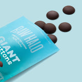 Raw Halo dark almond vegan chocolate buttons 90g, imported from the UK