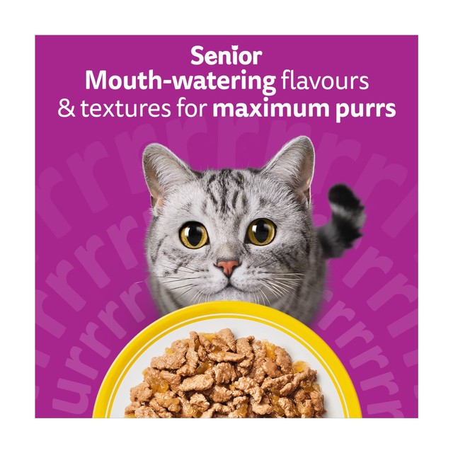 Whiskas 7+ senior wet cat food poultry feasts in jelly, imported from the UK