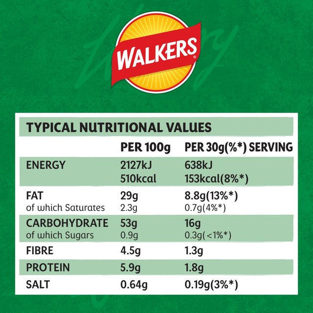 Walkers salt and vinegar sharing bag crisps 150g (British brand)