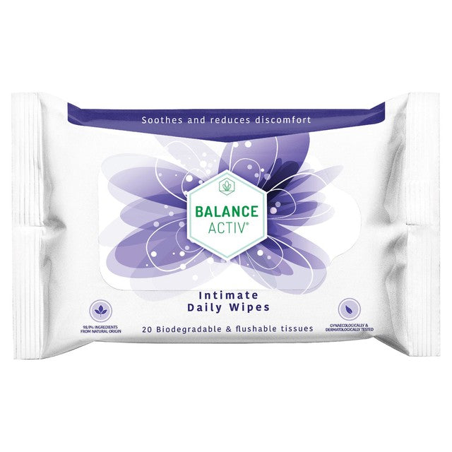 Balance Activ intimate daily wipes 20 count (British brand)