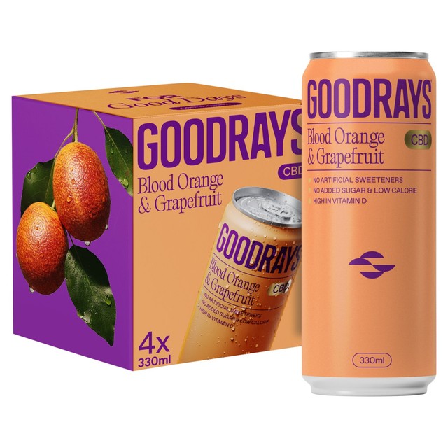 Goodrays Blood Orange & Grapefruit CBD drink 1L, UK version