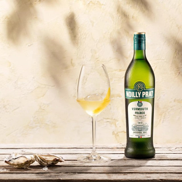 Noilly Prat dry vermouth with herbs and spices, imported from the UK