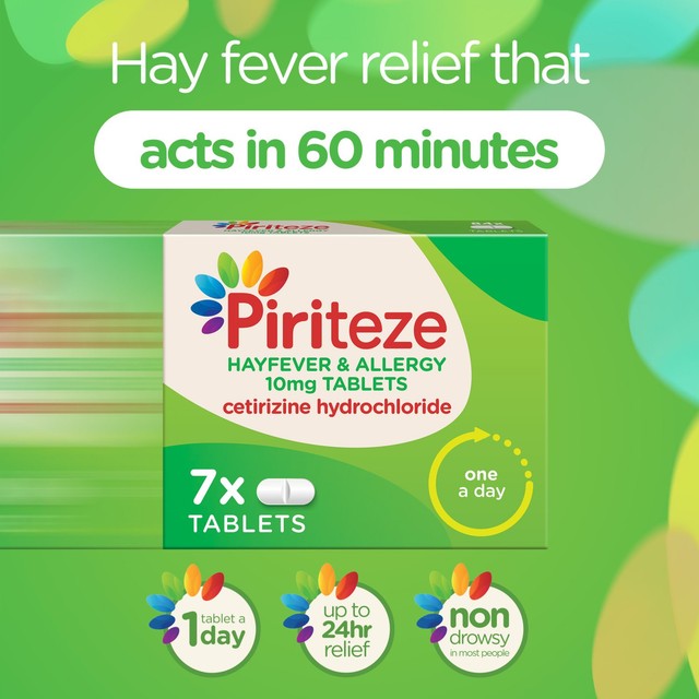 Piriteze hayfever and allergy tablets 30s, imported from the UK