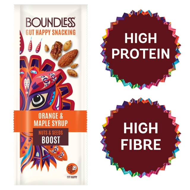 Boundless orange maple ginger nuts seeds snack bar 25g - British product