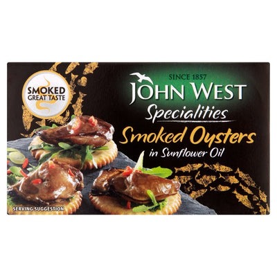 M&S John West Smoked Oysters in Sunflower Oil Canned Seafood 85g- Buy online at McGrocer