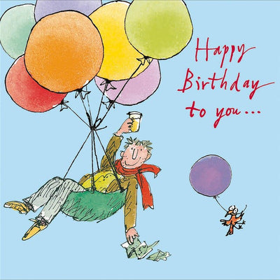 M&S Woodmansterne Quentin Blake Hanging Around Birthday Card 160 x 160mm- Buy online at McGrocer
