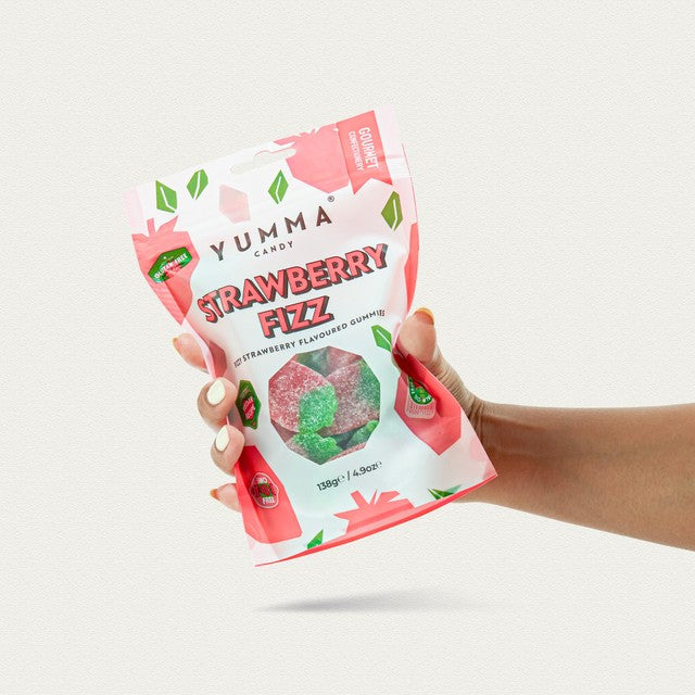 Yumma Candy Strawberry Fizz gummy sweets 138g (British brand)