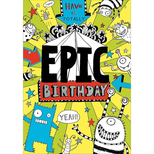Woodmansterne Aliens Totally Epic Birthday Card 13cm x 18cm - British product