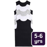 M&S black children's cotton vests for 5-6 years, pack of 5, imported from the UK