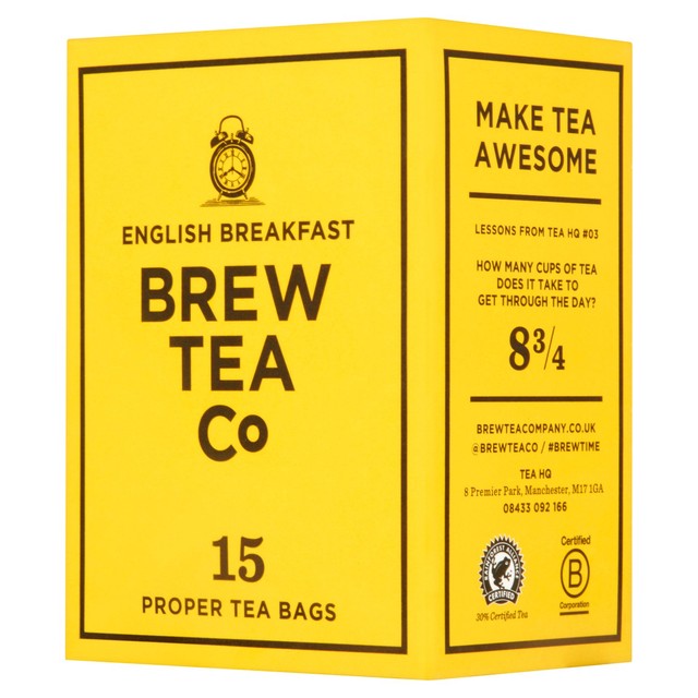 Brew Tea Co English Breakfast tea bags 15 per pack - British product