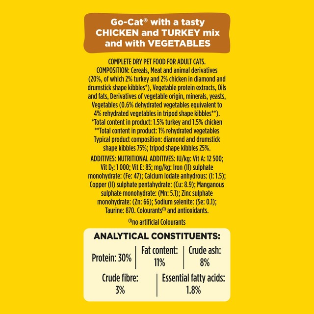 Go-Cat chicken and turkey dry cat food 750g, UK version