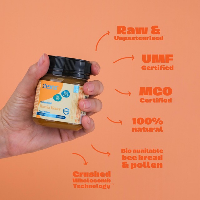 Steens MGO 263 UMF10 Manuka Honey 225g (British brand)
