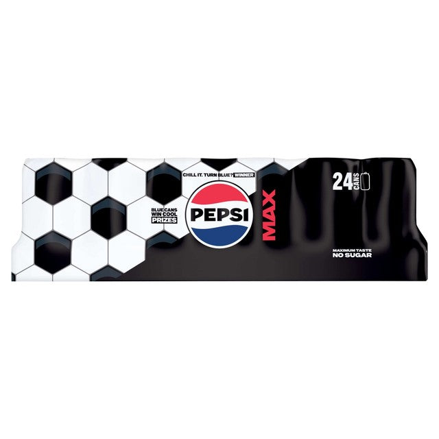 Pepsi Max sugar-free cola 24 x 330ml cans, imported from the UK