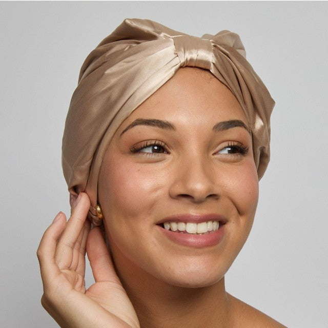 Silver Cloud hair wrap in caramel (British brand)