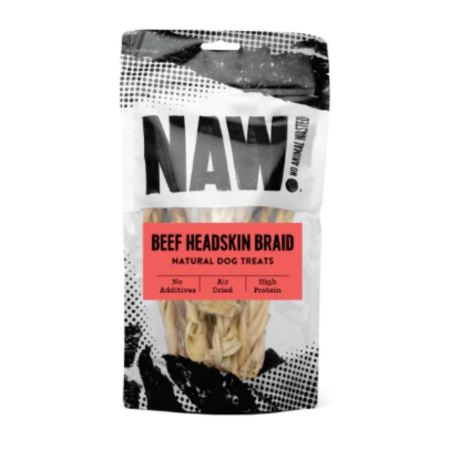 NAW beef braided headskin dog chew 100g, imported from the UK