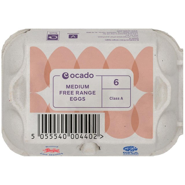 Ocado free range eggs 6 per pack, imported from the UK