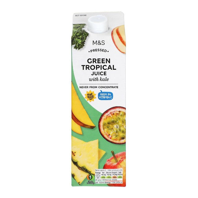M&S Green Tropical Juice with Kale 1L, imported from the UK