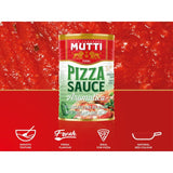 Mutti basil and oregano pizza sauce can, UK version