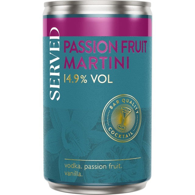 Served passion fruit martini canned cocktail 125ml (British brand)