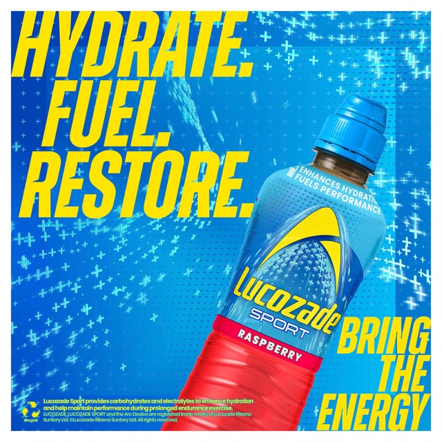 Lucozade Sport raspberry isotonic sports drink, UK version