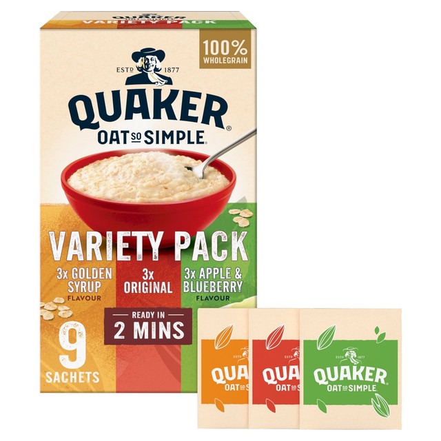 Quaker porridge sachets variety pack, imported from the UK