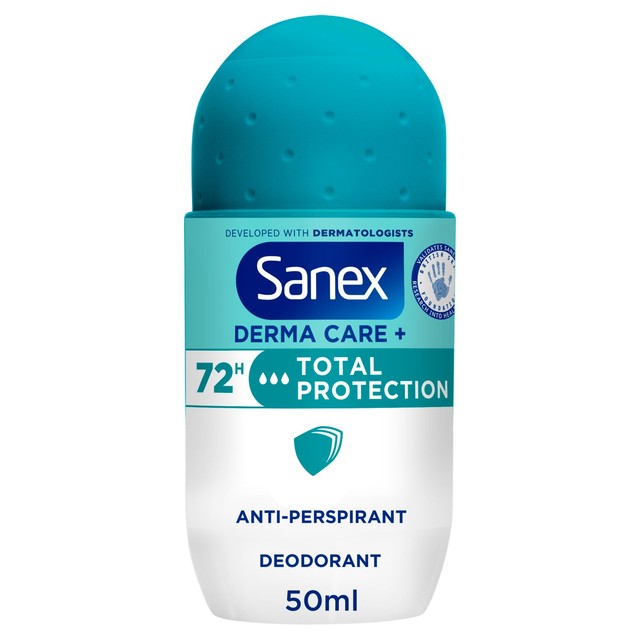 Sanex Derma Care+ Total Protection Antiperspirant Roll-On Deodorant 50ml (British brand)