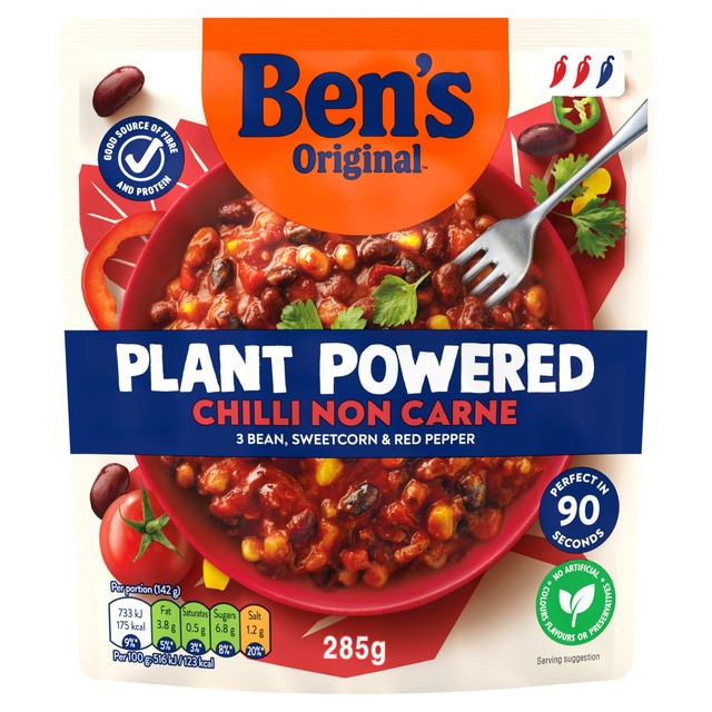 Ben's Original Plant Powered Vegan Chili Non Carne Ready Meal 285g - British product