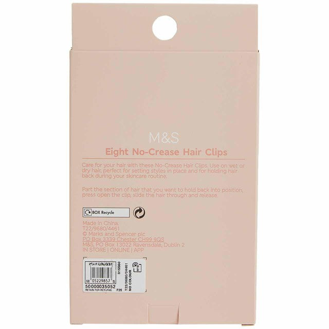 M&S Bloom Accessories No Crease Hair Clips 8-pack, imported from the UK