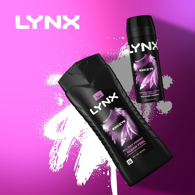 Lynx Excite body wash shower gel 500ml, UK version