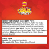 Wotsits Giants baked corn puffs sweet and spicy Flamin' Hot flavour 130g (British brand)