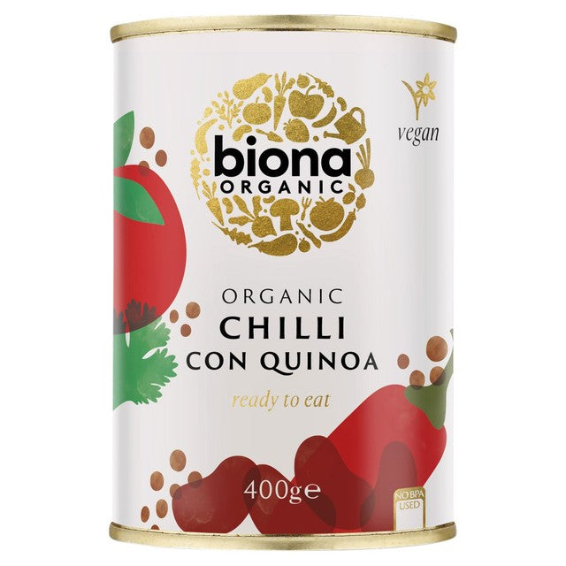 Biona Organic Chilli Con Quinoa canned ready meal 400g - British product