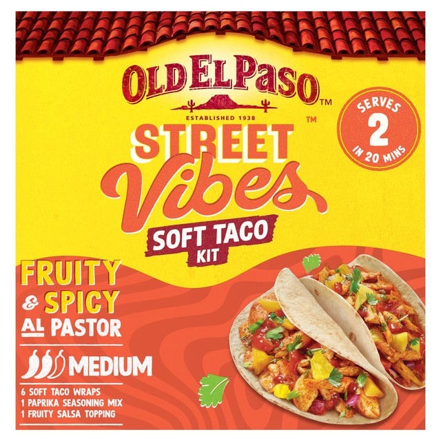 Old El Paso Al Pastor Taco Kit 257g, imported from the UK