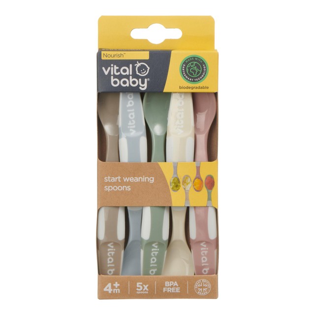 Vital Baby weaning spoons natural 5pk (British brand)