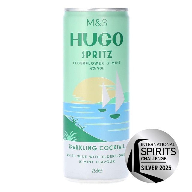M&S elderflower and mint sparkling wine cocktail 250ml, imported from the UK