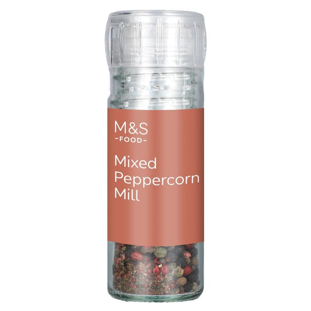 M&S Mixed Peppercorn Mill Black White Green Pink 40g, imported from the UK