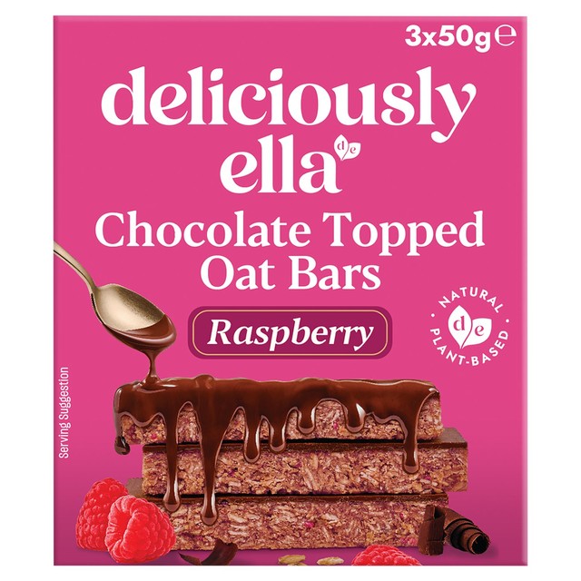 Deliciously Ella raspberry chocolate topped flapjack oat bar multipack - British product
