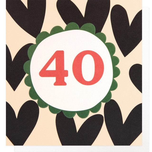 Caroline Gardner hearts 40th birthday card 146x140mm - British product