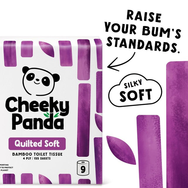 The Cheeky Panda luxury quilted bamboo toilet tissue 9-pack (British brand)