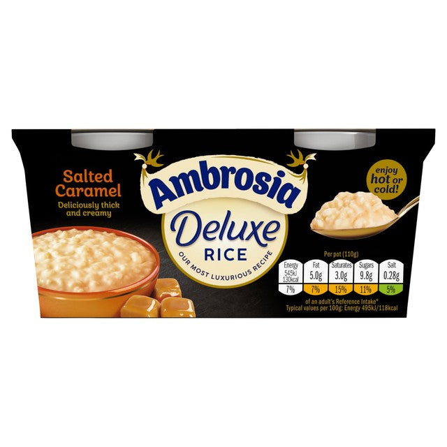 Ambrosia salted caramel rice pudding dessert pots 2 x 110g - British product