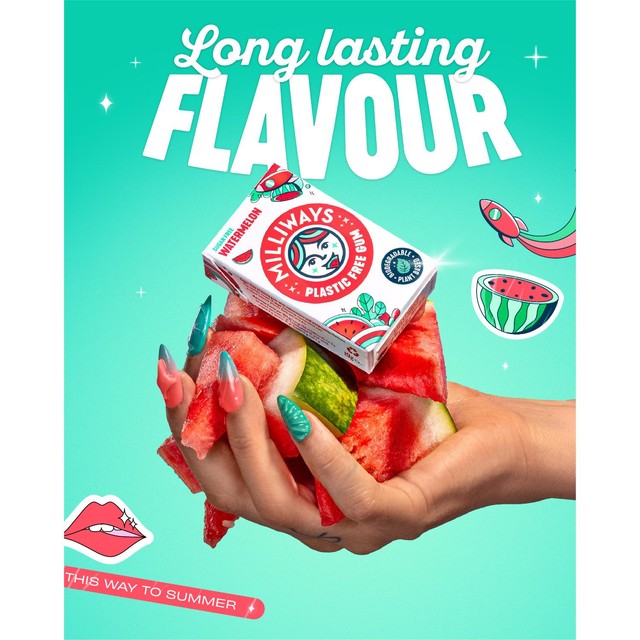 Milliways Watermelon Chewing Gum 19g, imported from the UK