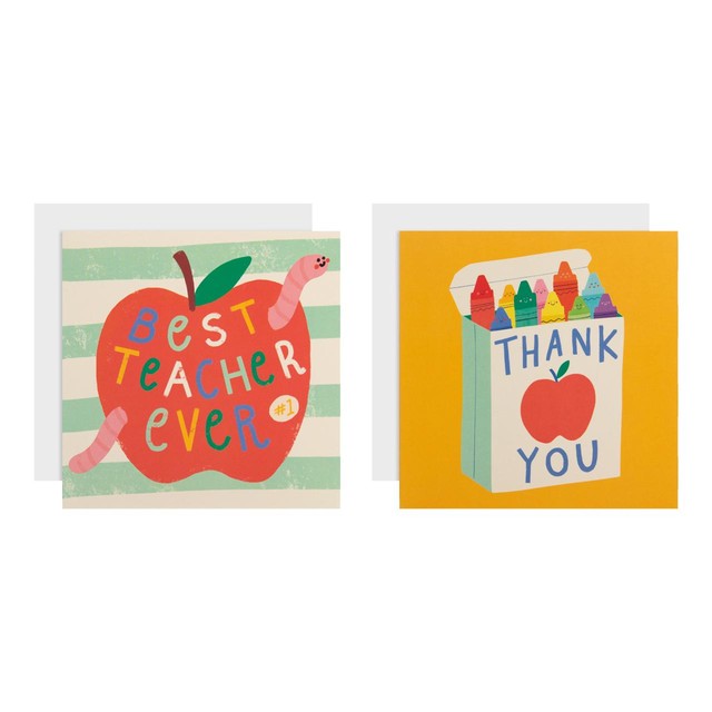 M&S Apple Thank You Teacher Cards pack of 6, UK version