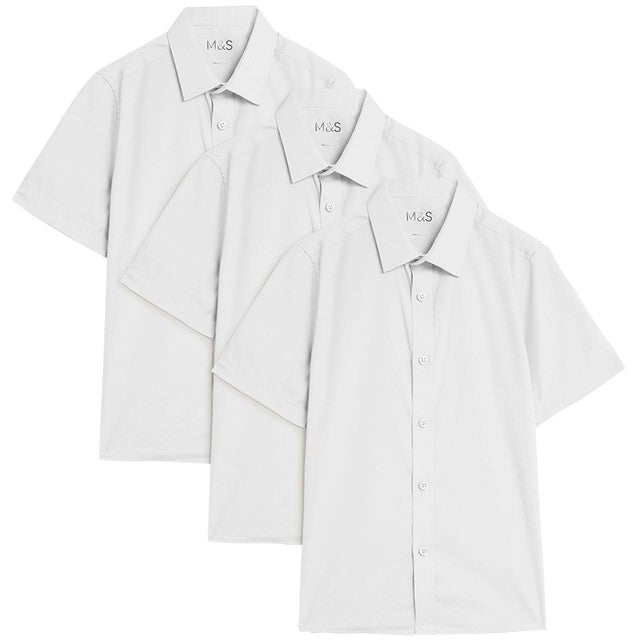 M&S boys regular fit school shirt 3-pack size 3-4 Y, imported from the UK