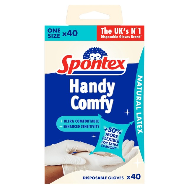 Spontex latex disposable gloves 40 pack (British brand)