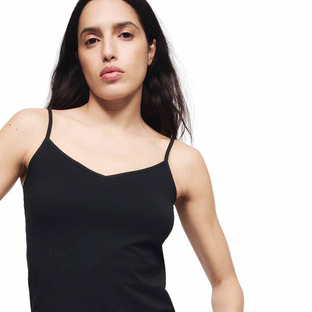 M&S women's cotton-rich strappy vests black 12, imported from the UK