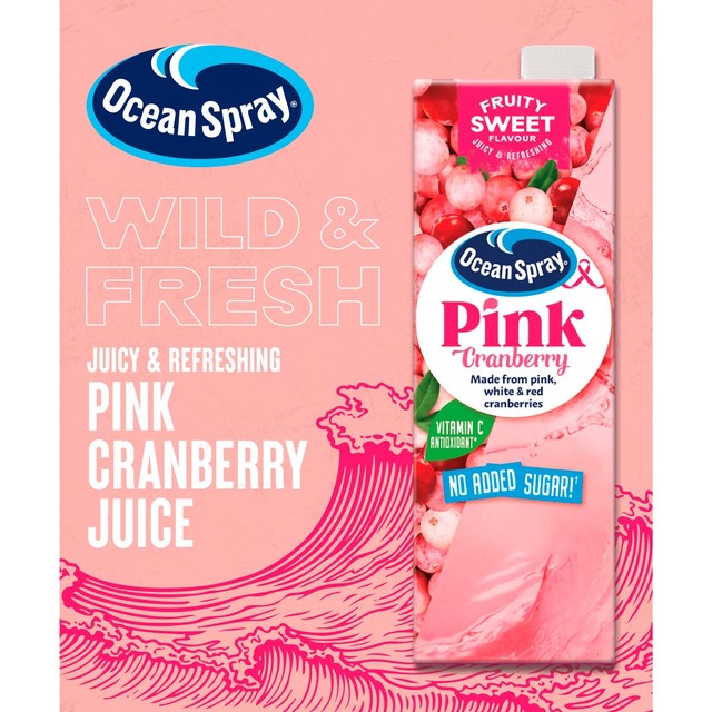 Ocean Spray pink cranberry juice drink 1L, imported from the UK