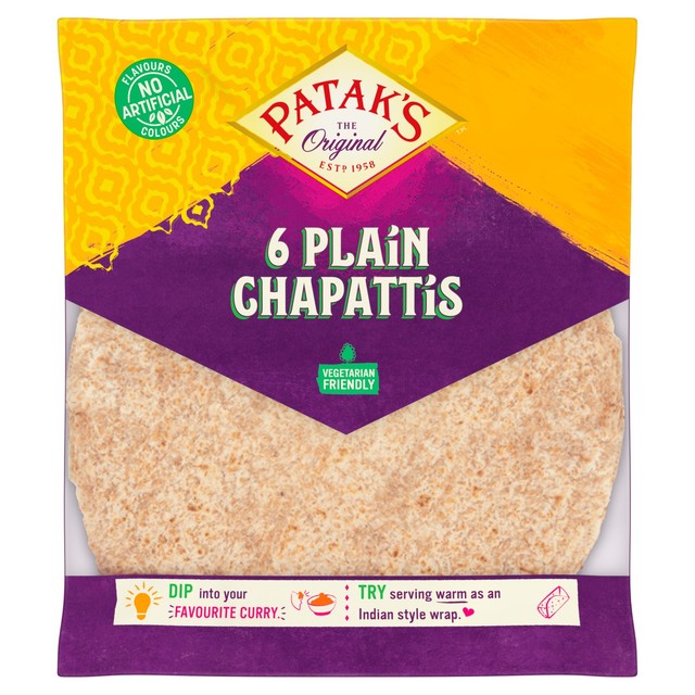 Patak's Plain Chapattis Pack of 6, imported from the UK