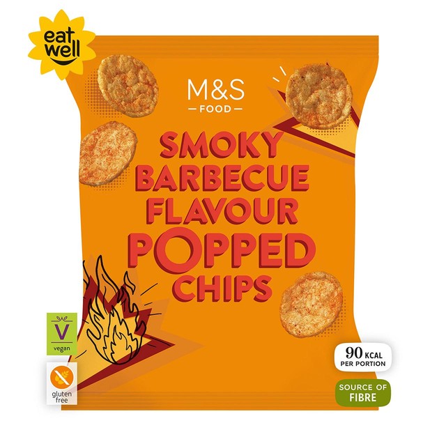 M&S smoky barbecue popped potato chips 80g, imported from the UK