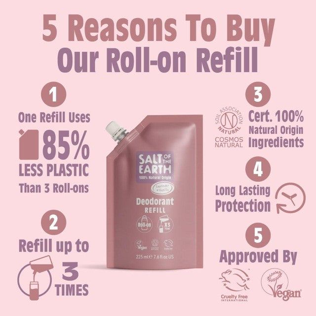 Salt of the Earth natural deodorant refill lavender vanilla 225ml (British brand)