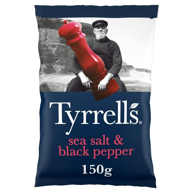 Tyrrell's sea salt and black pepper crisps 150g (British brand)